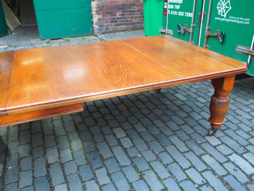 Large Victorian Oak Dining Table View VII