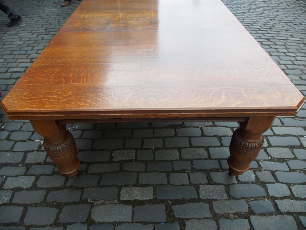 Large Victorian Oak Dining Table View XI