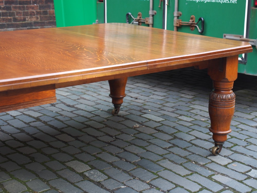 Large Victorian Oak Dining Table View XII