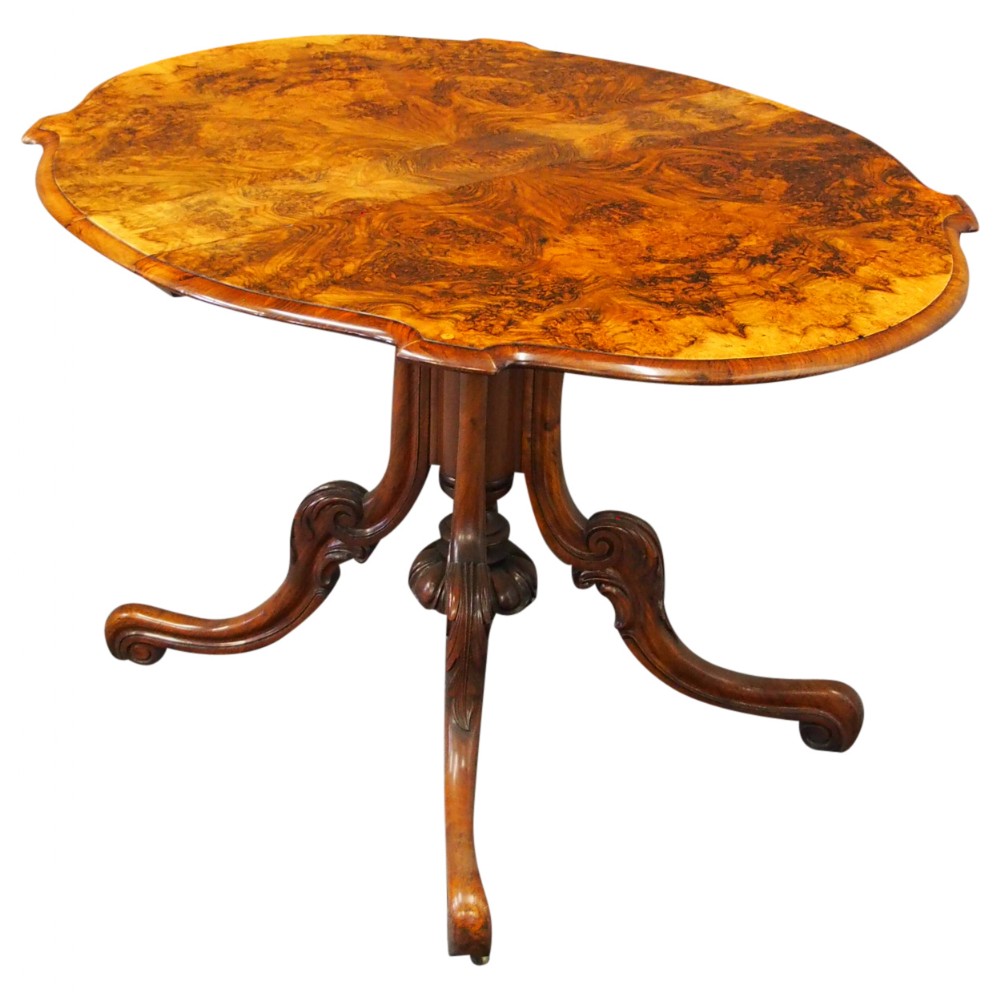 Large Victorian Burr Walnut Sutherland Tea Table