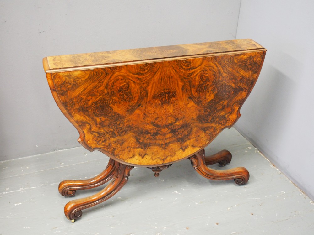 Large Victorian Burr Walnut Sutherland Tea Table View VI