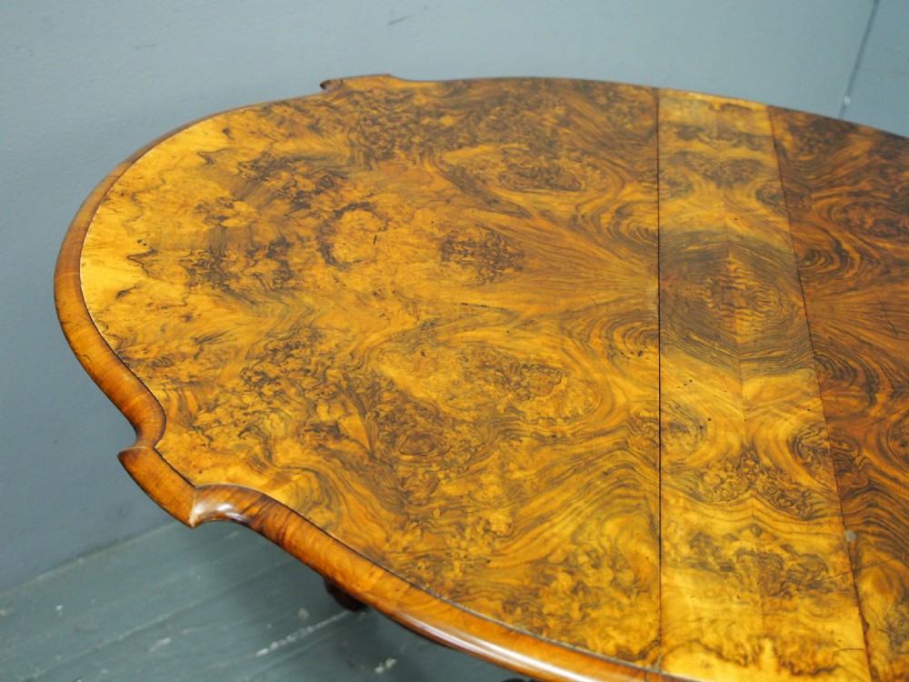 Large Victorian Burr Walnut Sutherland Tea Table View IX