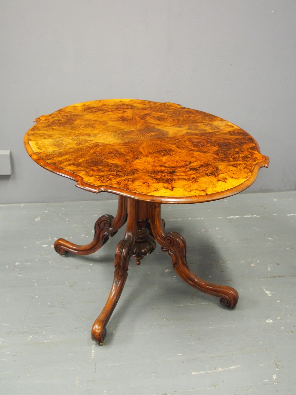 Large Victorian Burr Walnut Sutherland Tea Table View XII