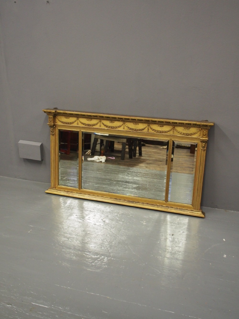 Regency Style Triptych Overmantel Mirror View II