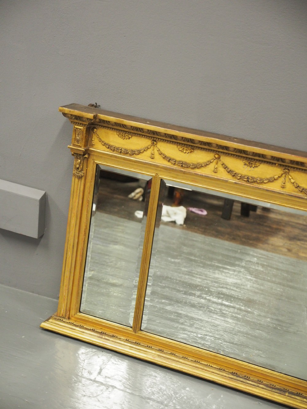 Regency Style Triptych Overmantel Mirror View III