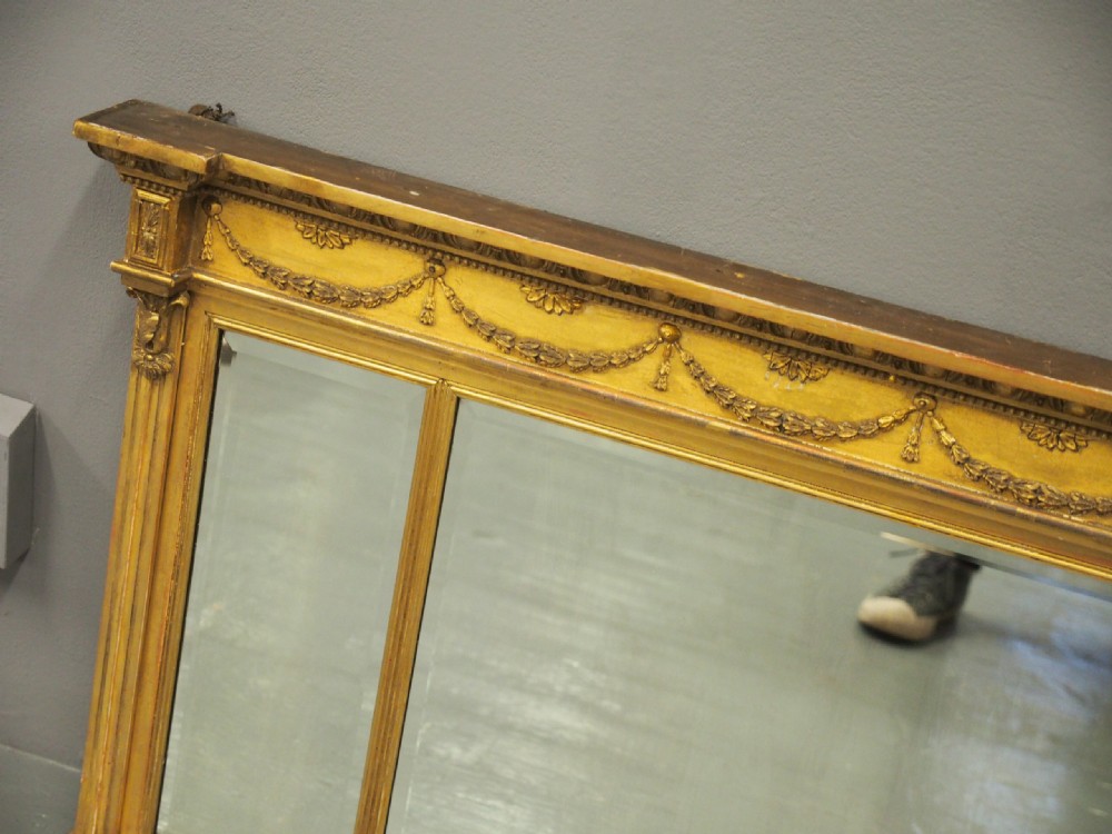 Regency Style Triptych Overmantel Mirror View IV
