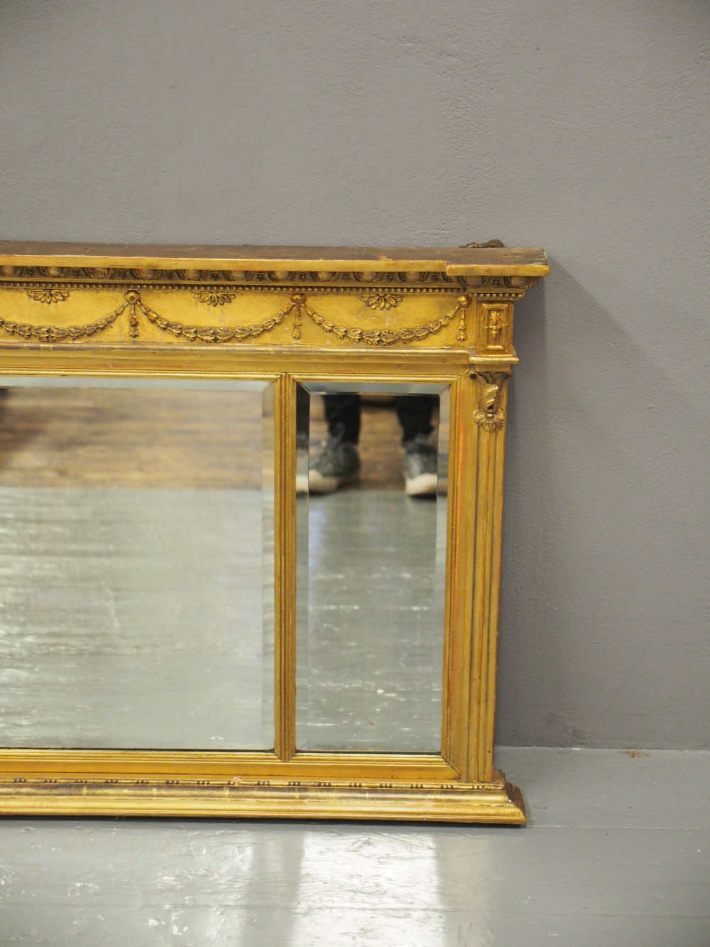 Regency Style Triptych Overmantel Mirror View V
