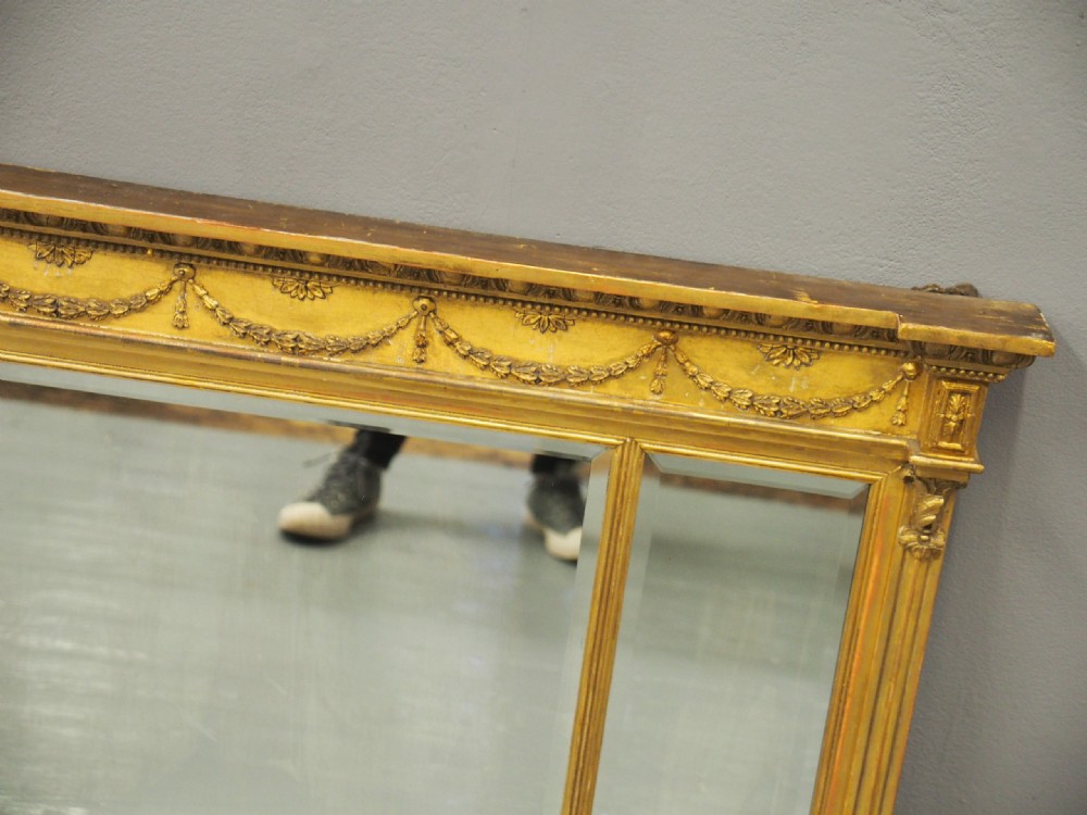 Regency Style Triptych Overmantel Mirror View VI
