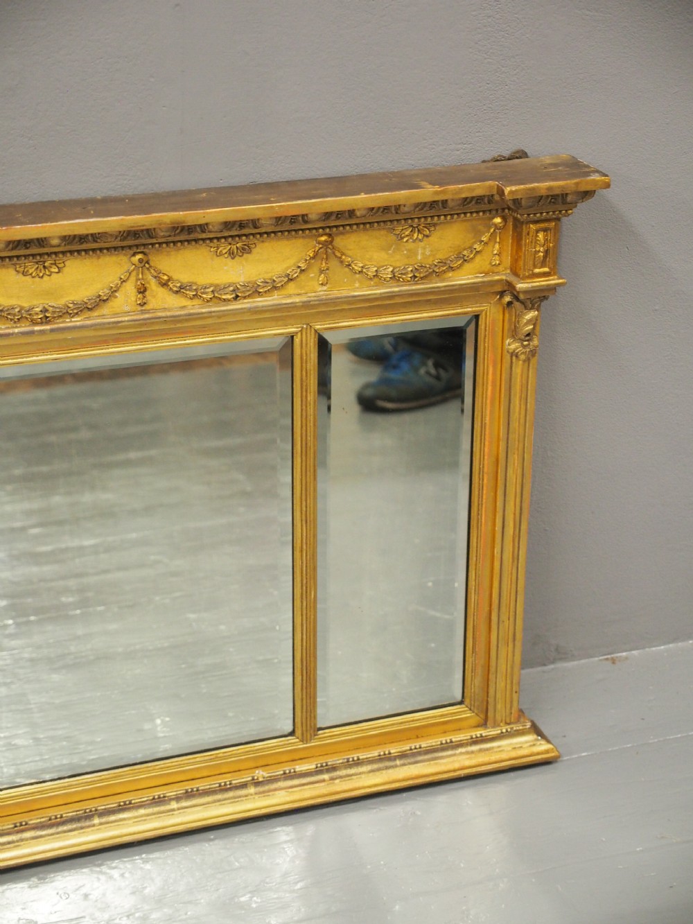 Regency Style Triptych Overmantel Mirror View VII