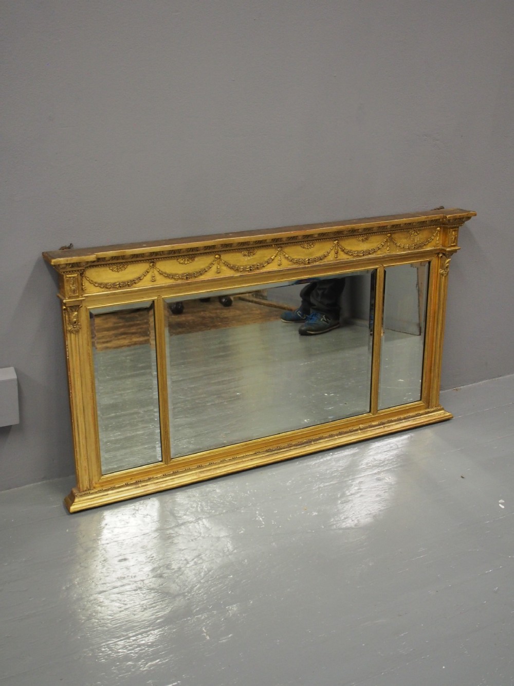 Regency Style Triptych Overmantel Mirror View VIII