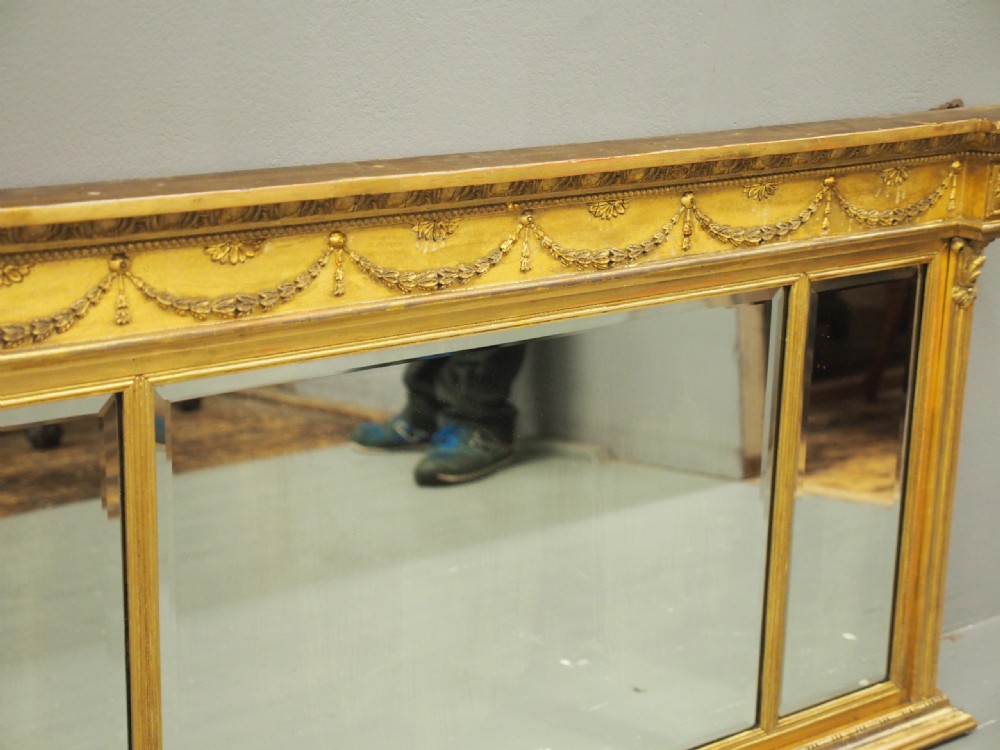 Regency Style Triptych Overmantel Mirror View IX