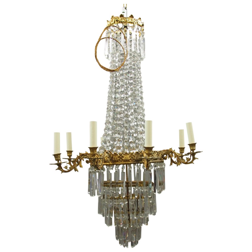 Victorian Cut Crystal Tent and Bag Chandelier