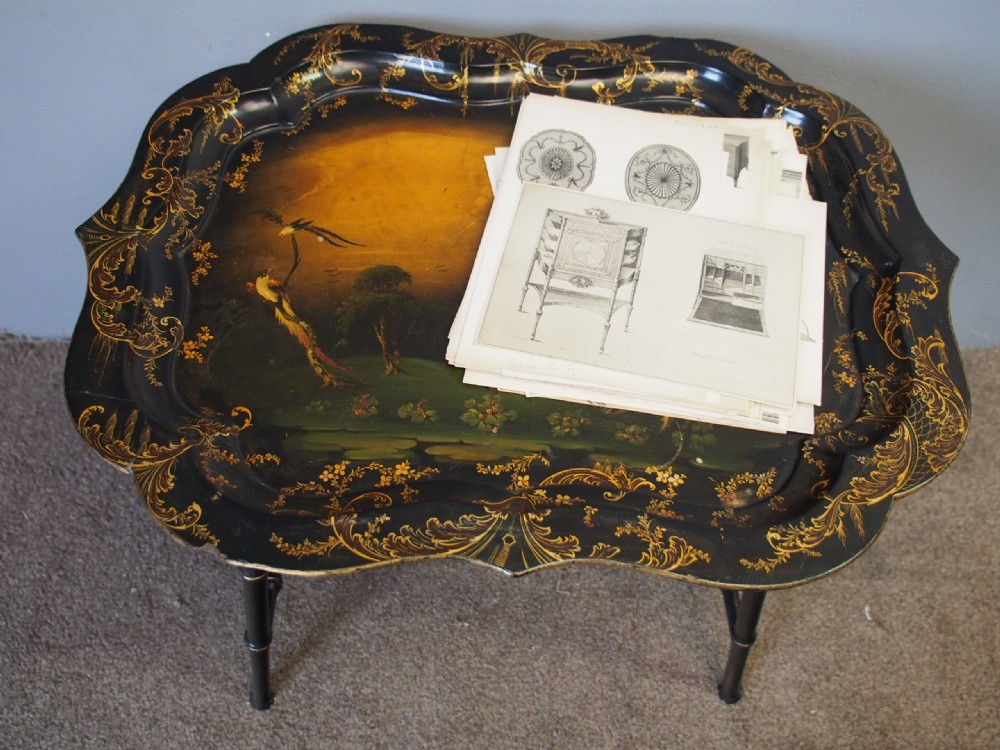 Victorian Papier Mache Tray on Stand View V