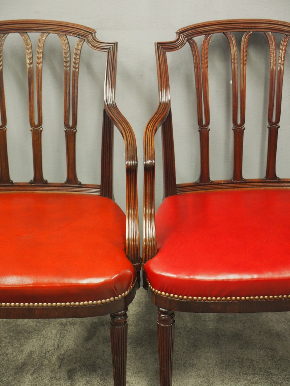 Pair of George III Style Mahogany Armchairs View II