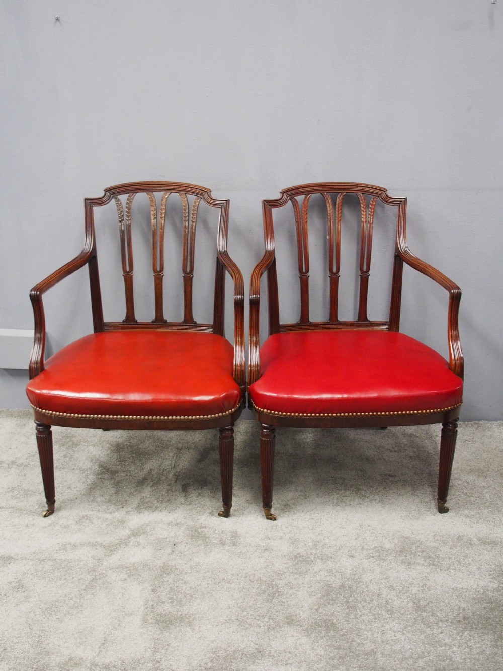 Pair of George III Style Mahogany Armchairs View III