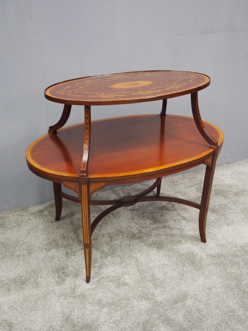 Sheraton Style 2 Tier Oval Etagere View III
