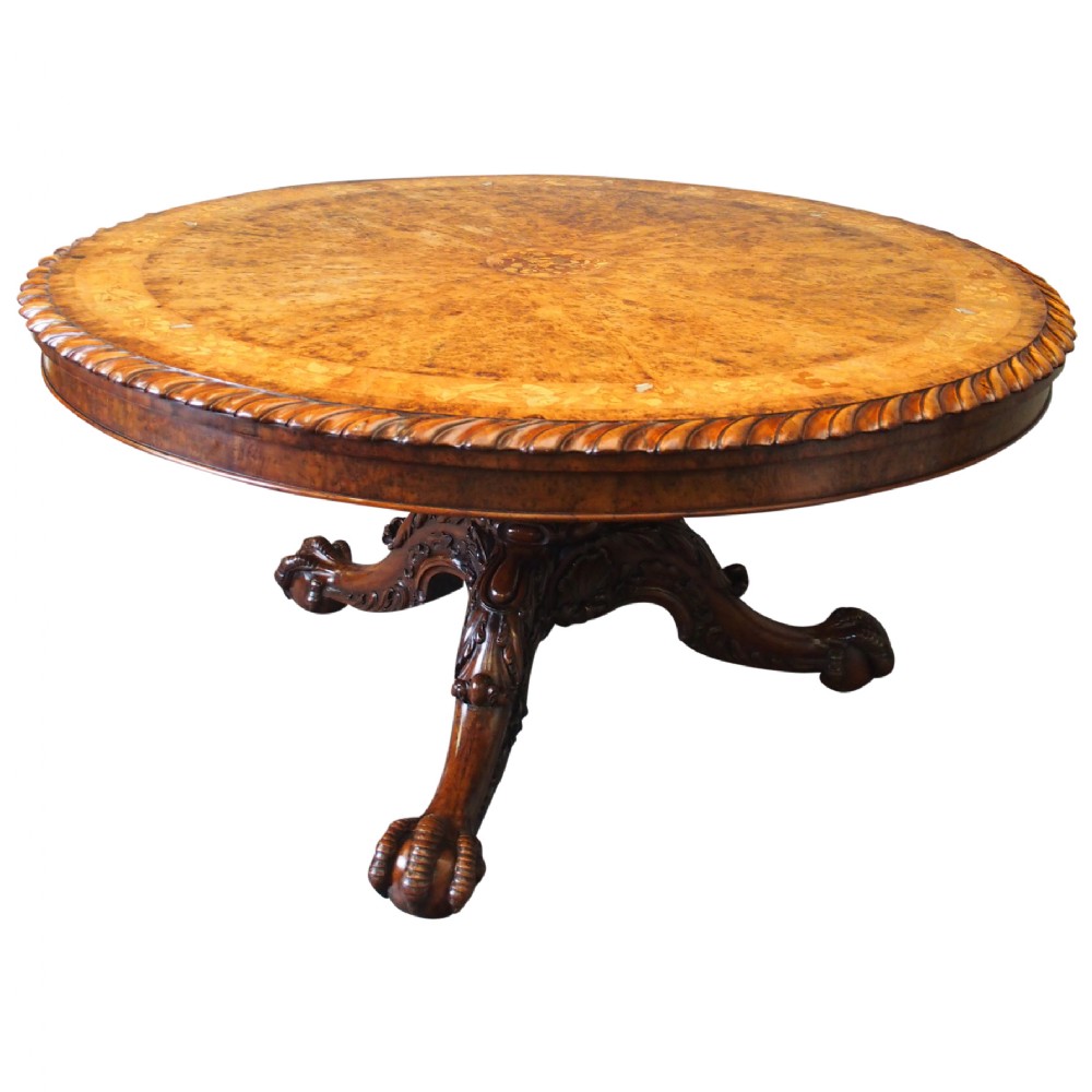 Inlaid Yew Breakfast Table Likely by Gillows
