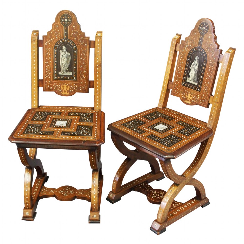 Pair of Italian Renaissance Style Hall Chairs