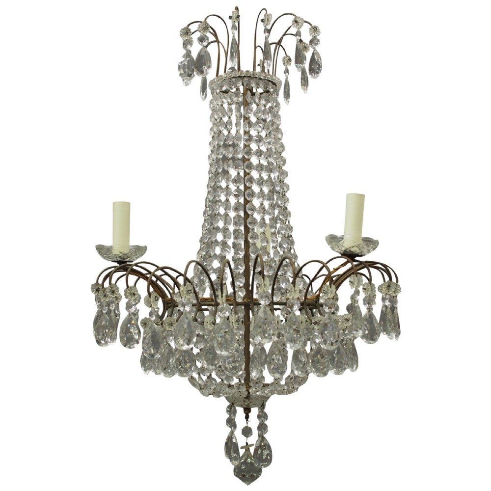 1930s Tent and Bag Cut Crystal Chandelier