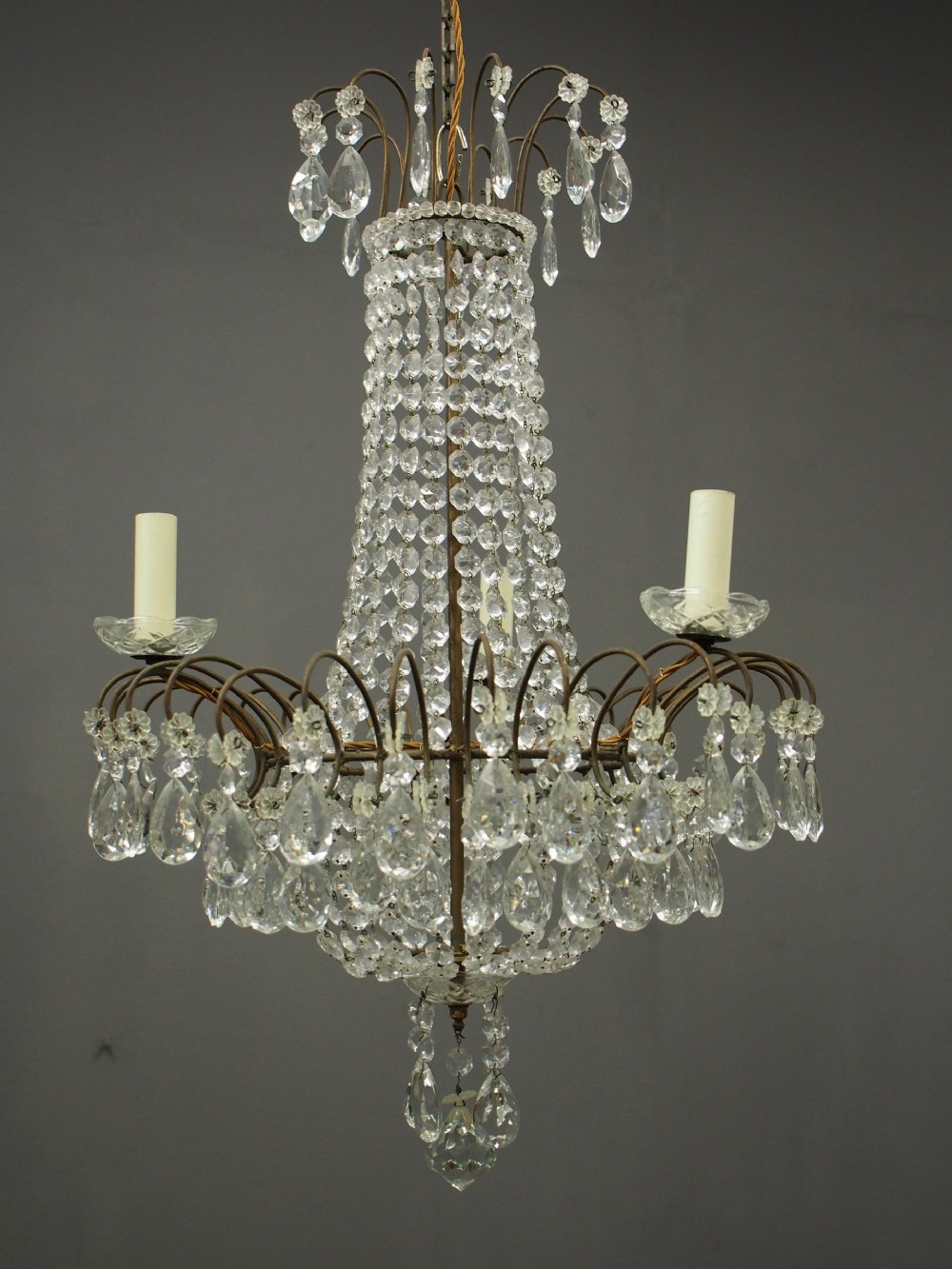 1930s Tent and Bag Cut Crystal Chandelier View II