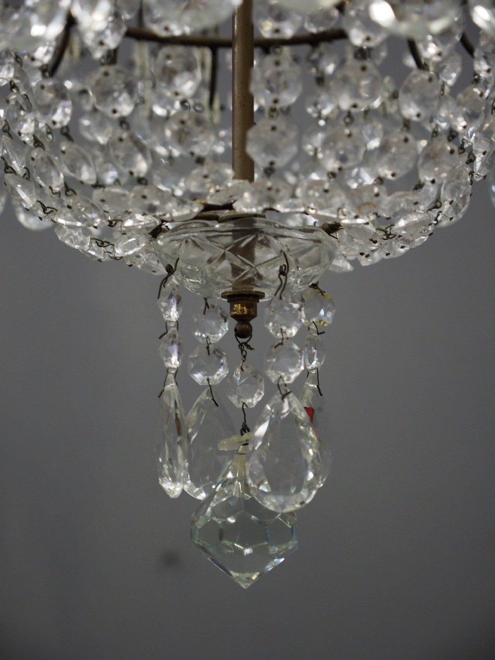 1930s Tent and Bag Cut Crystal Chandelier View V