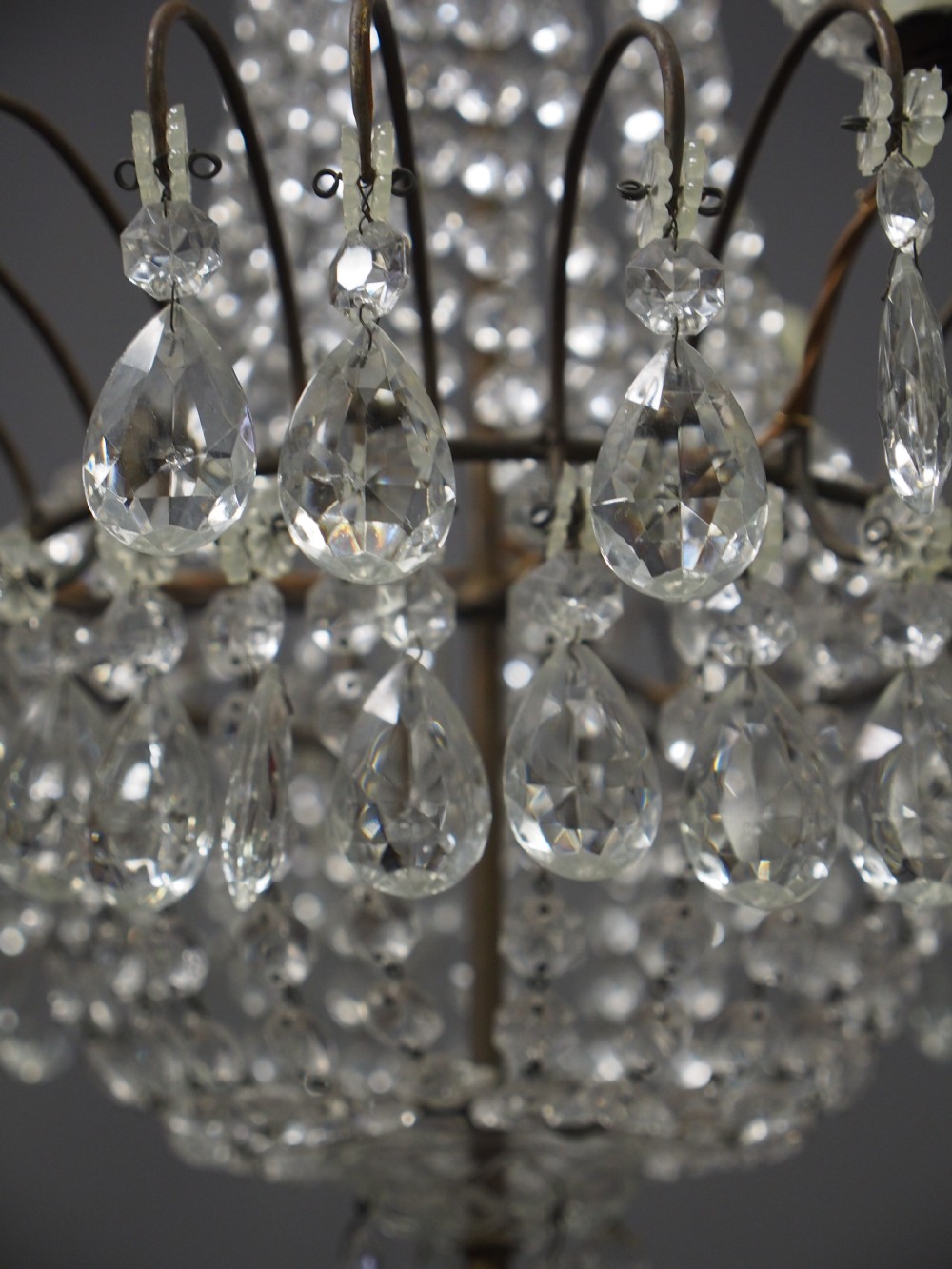 1930s Tent and Bag Cut Crystal Chandelier View VI
