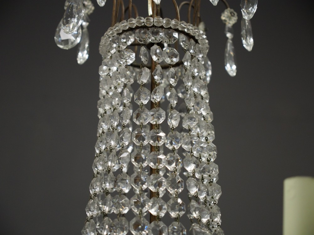 1930s Tent and Bag Cut Crystal Chandelier View IX