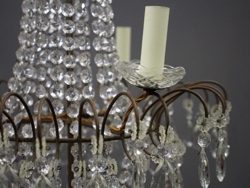 1930s Tent and Bag Cut Crystal Chandelier View X