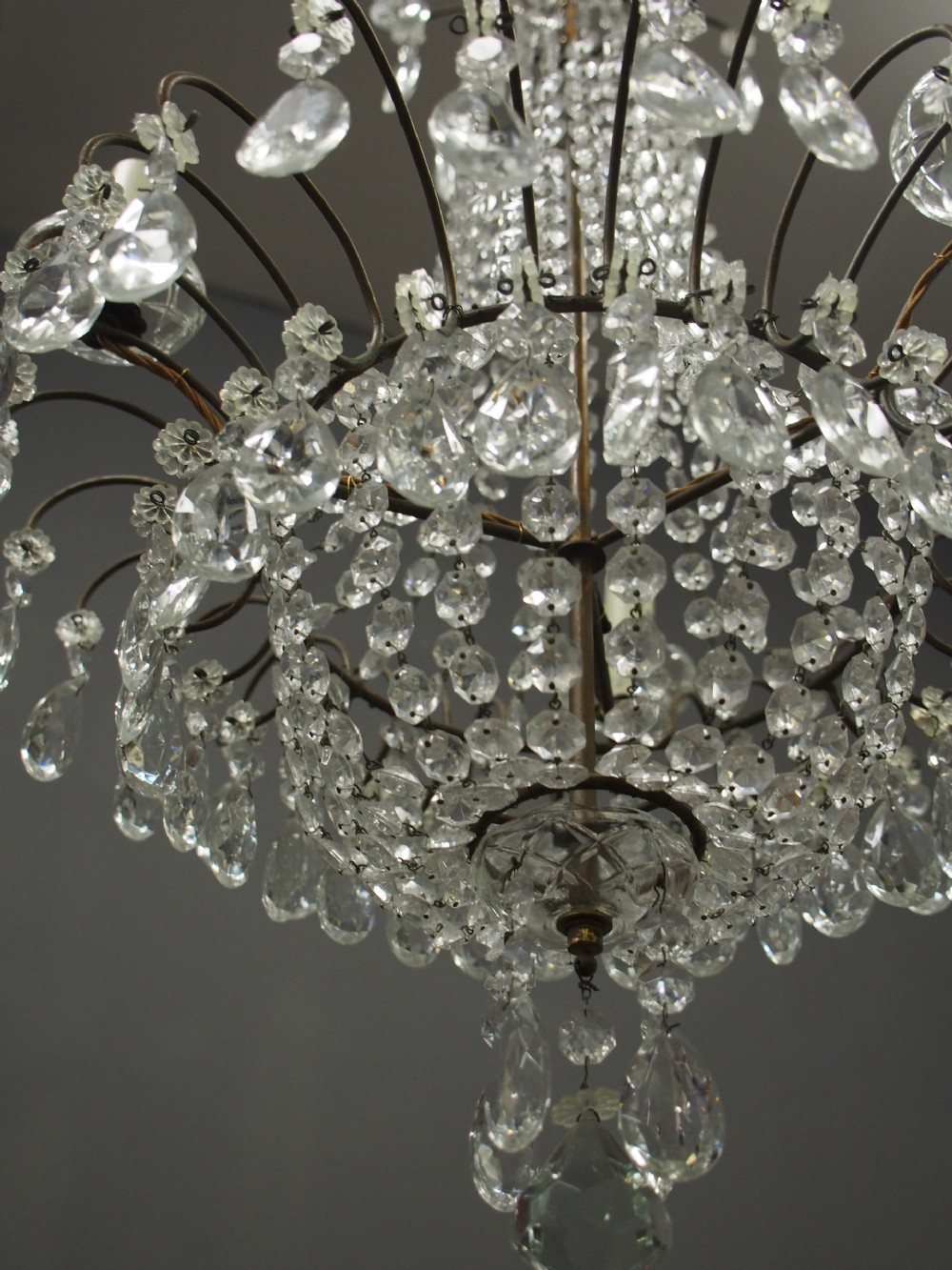 1930s Tent and Bag Cut Crystal Chandelier View XI