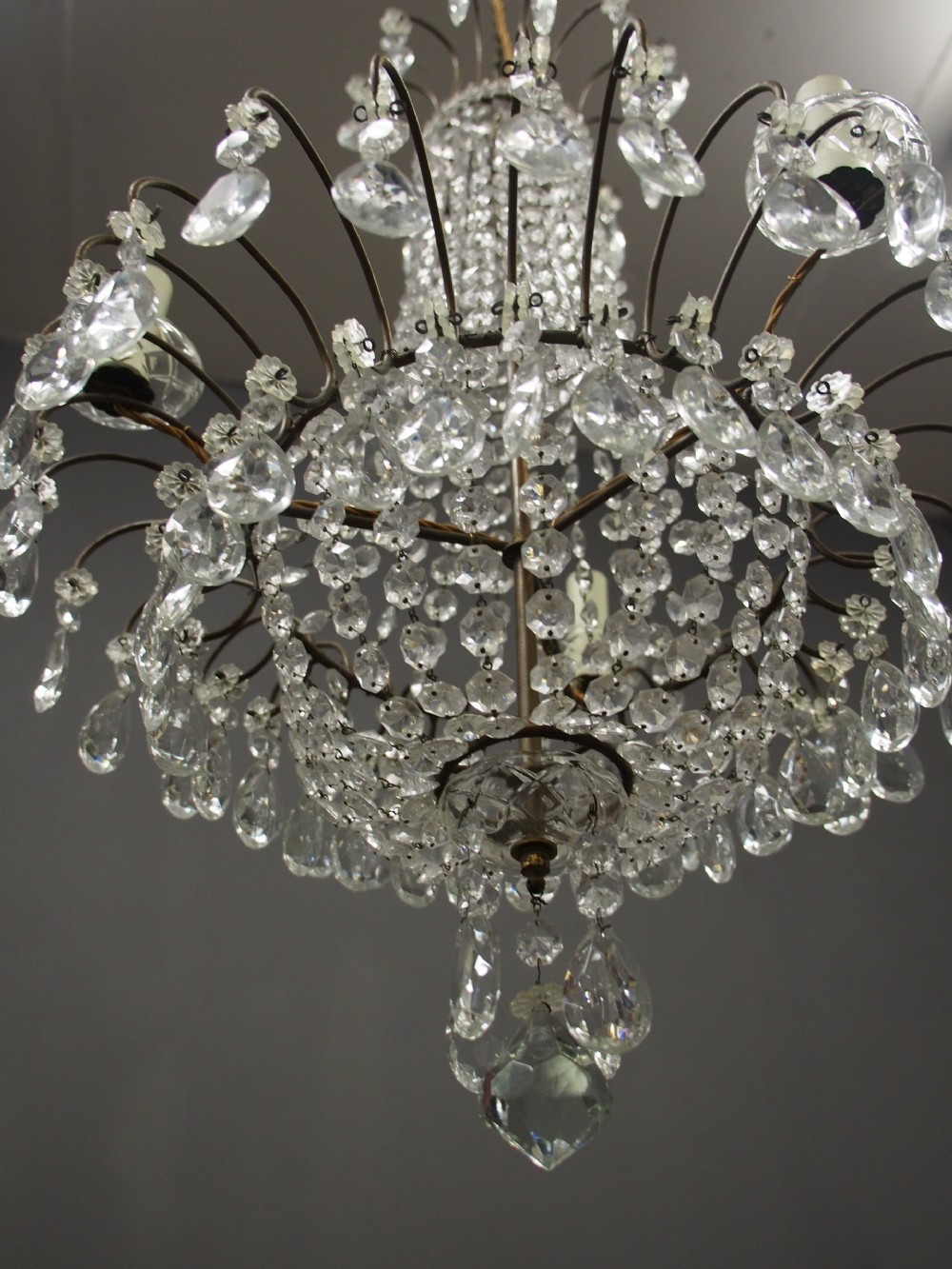 1930s Tent and Bag Cut Crystal Chandelier View XII