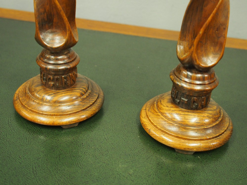 Pair of Scottish Arts and Crafts Oak Candlesticks View VI