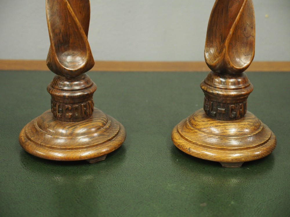 Pair of Scottish Arts and Crafts Oak Candlesticks View VII