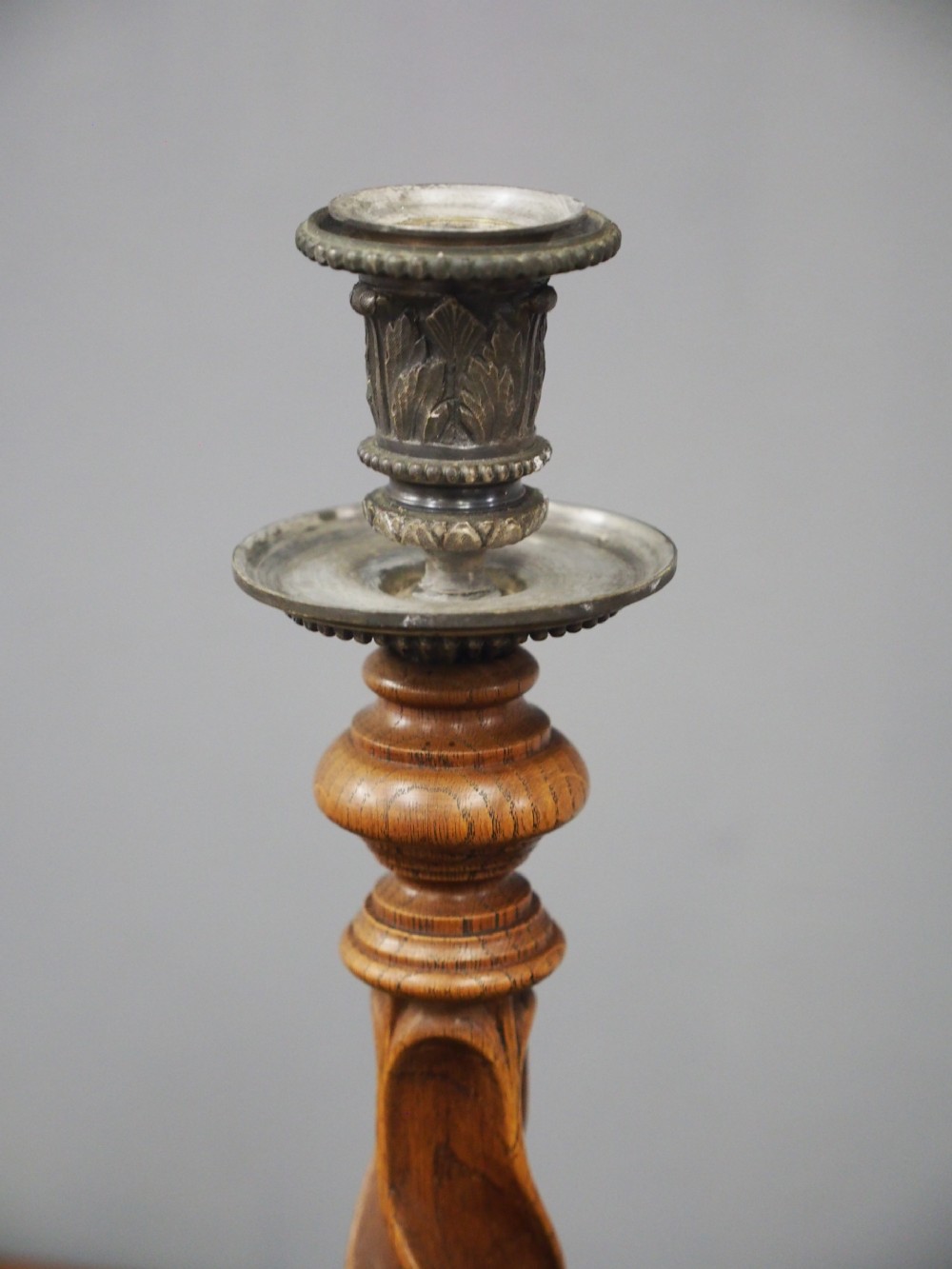 Pair of Scottish Arts and Crafts Oak Candlesticks View VIII