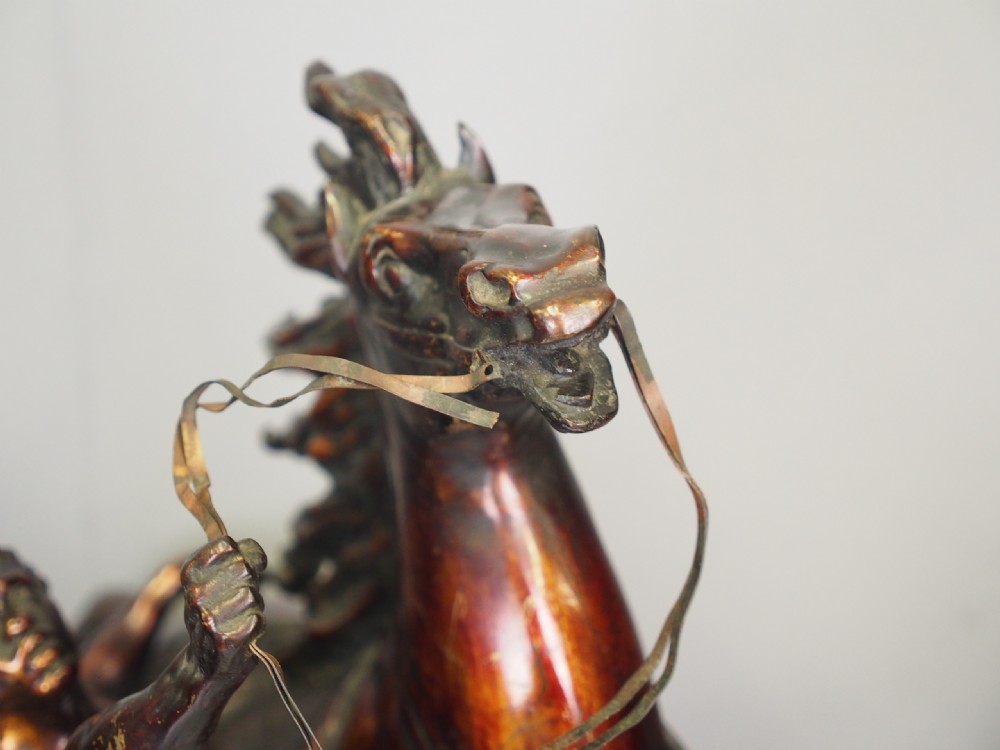 Pair of Cast Bronze Marly Horses after J Coustou View VIII