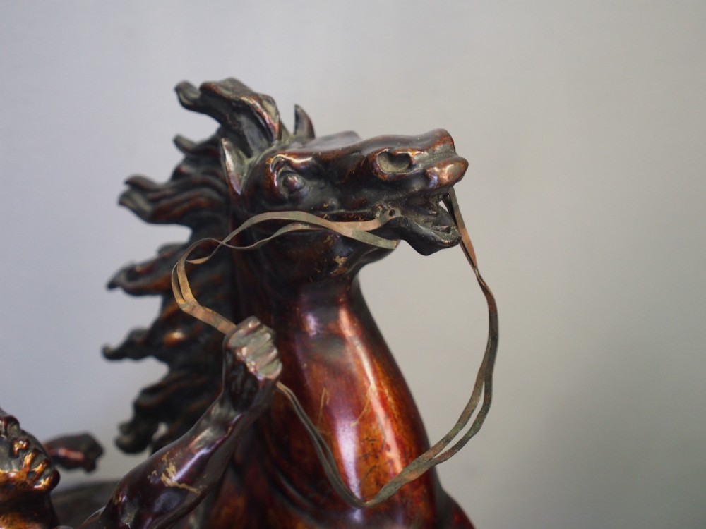 Pair of Cast Bronze Marly Horses after J Coustou View IX