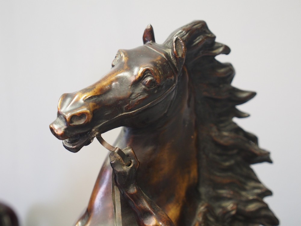Pair of Cast Bronze Marly Horses after J Coustou View X