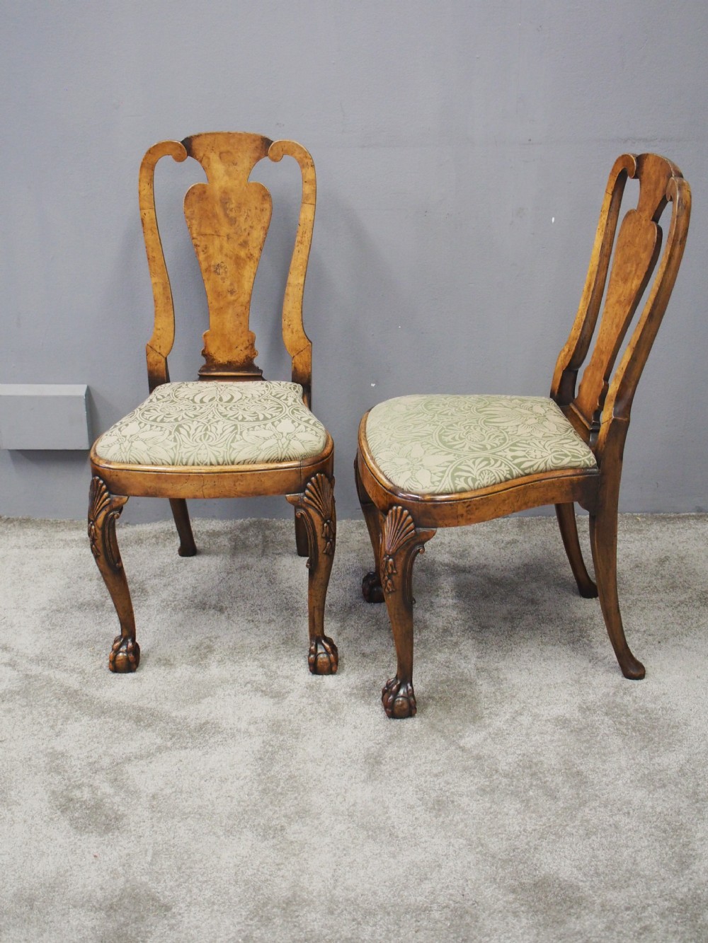Pair of Queen Anne Style Walnut Chairs View IX