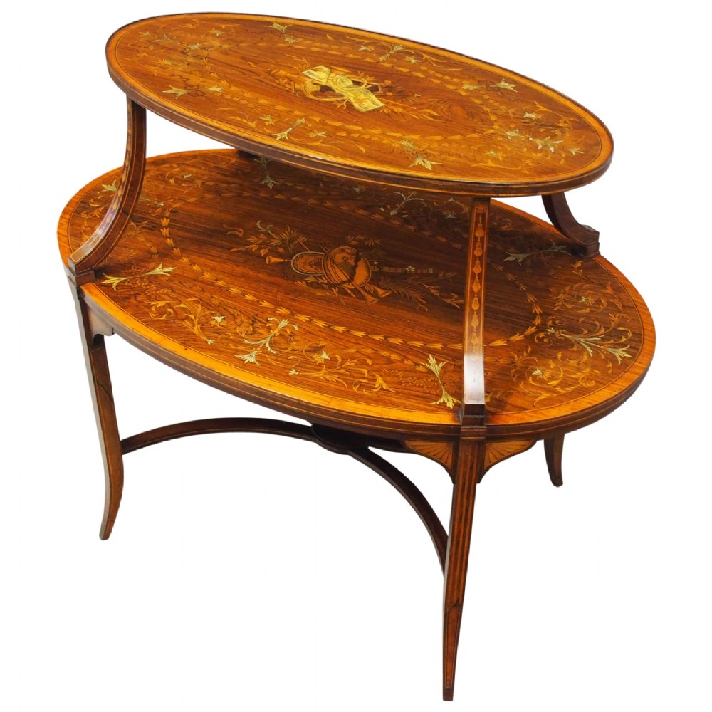 Adams Style Inlaid Mahogany Etagere