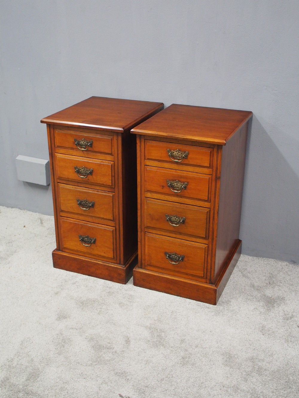 Pair of Late Victorian Walnut Bedsides View II