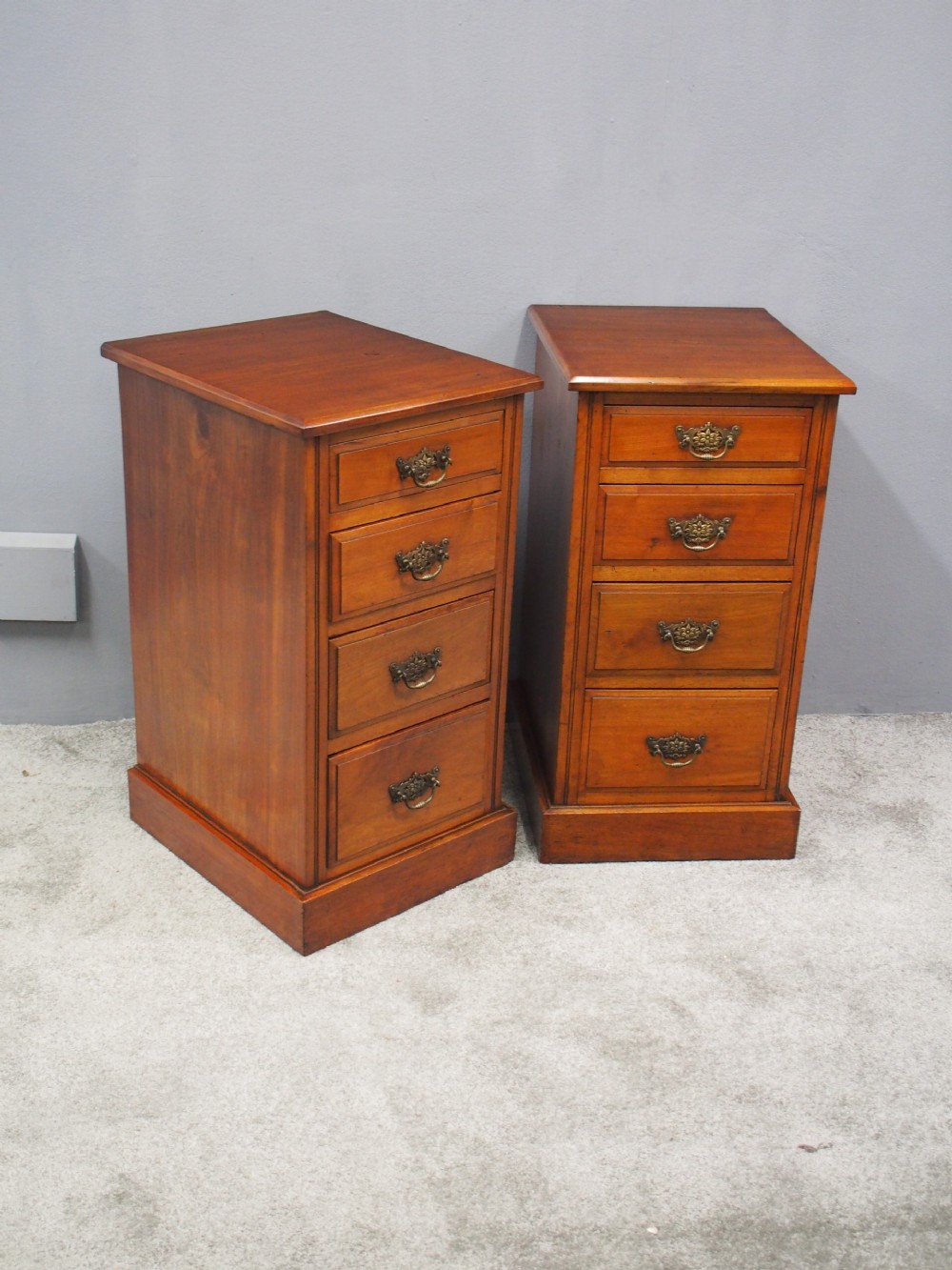 Pair of Late Victorian Walnut Bedsides View III