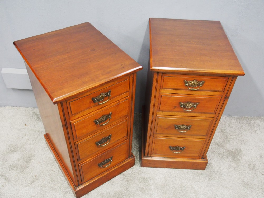 Pair of Late Victorian Walnut Bedsides View V