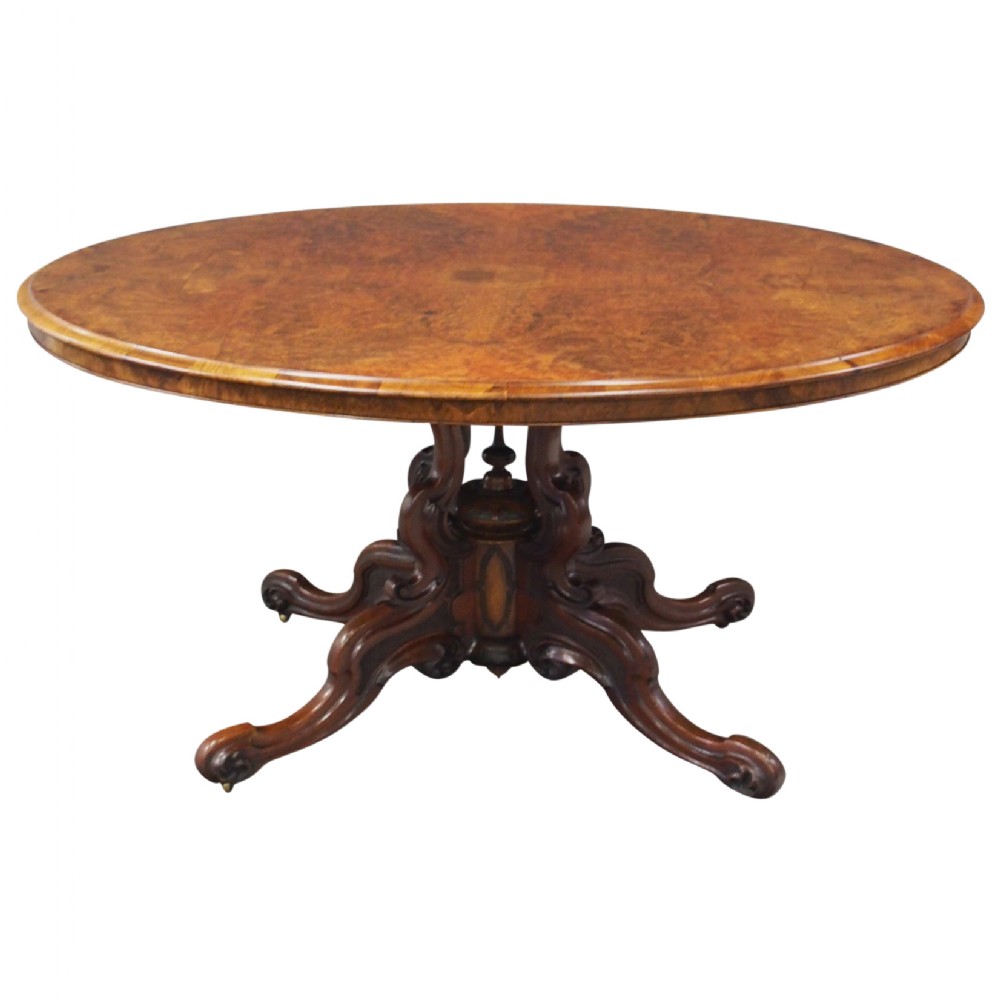 Large Victorian Burr Walnut Breakfast Table