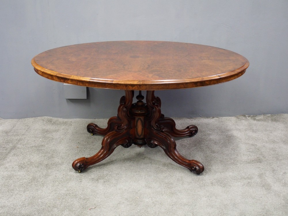 Large Victorian Burr Walnut Breakfast Table View II