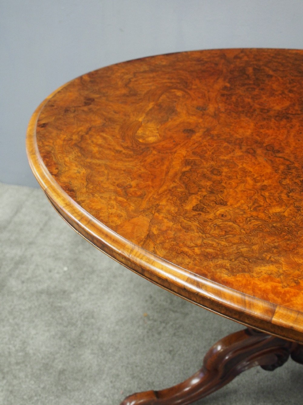 Large Victorian Burr Walnut Breakfast Table View VI