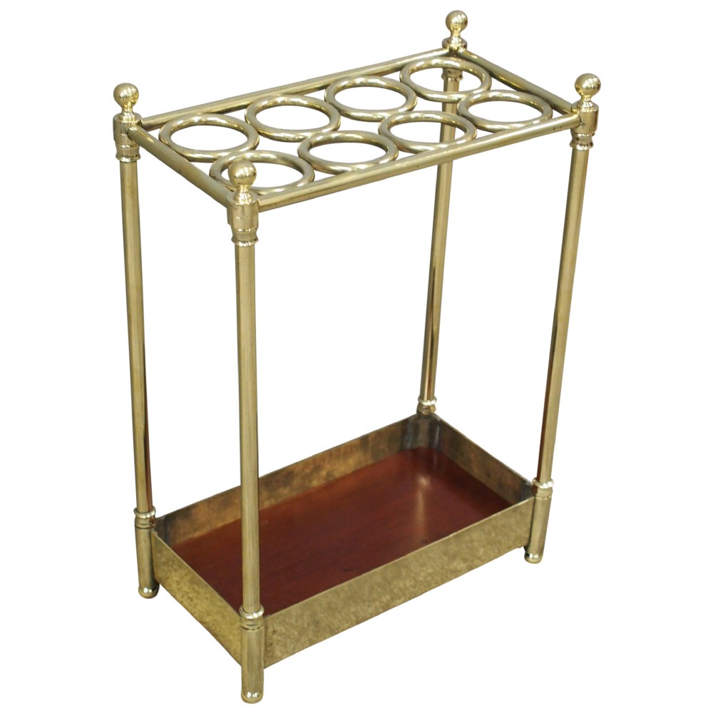 Victorian Cast Brass and Mahogany Stick Stand