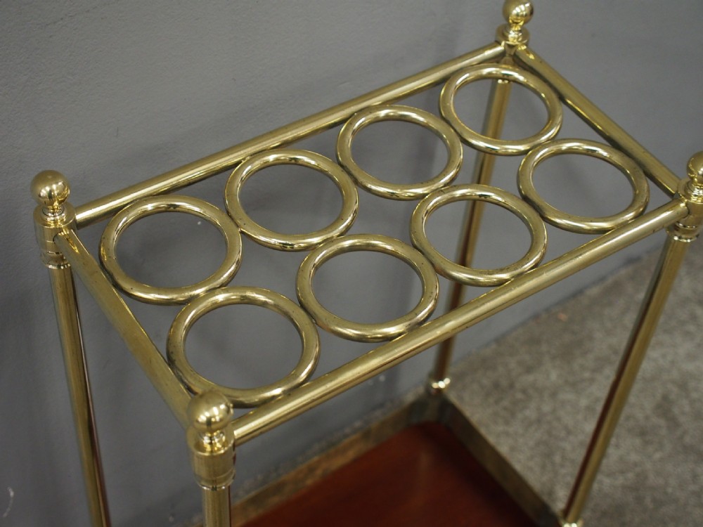 Victorian Cast Brass and Mahogany Stick Stand View V