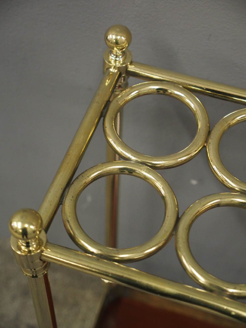 Victorian Cast Brass and Mahogany Stick Stand View VII