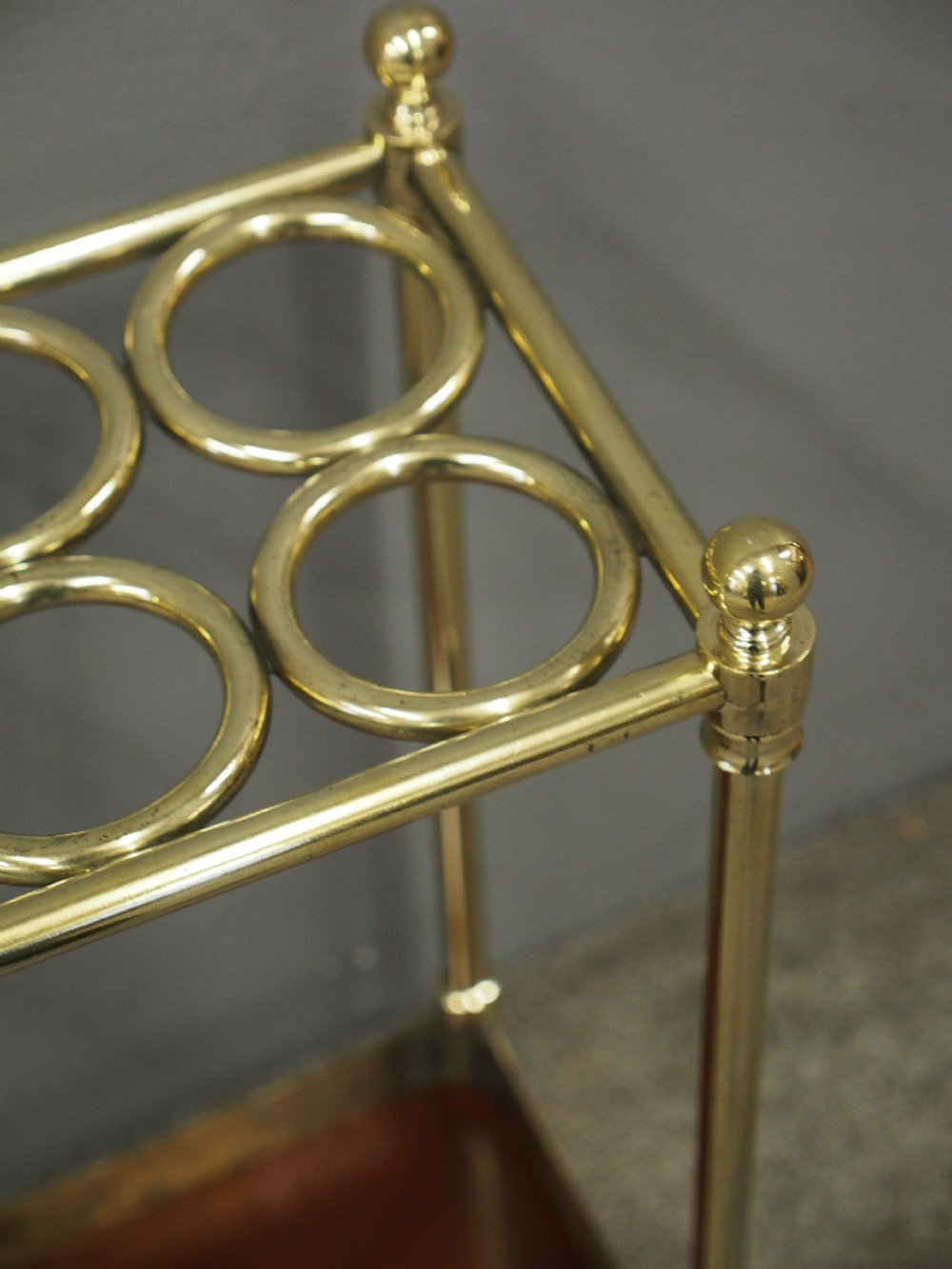 Victorian Cast Brass and Mahogany Stick Stand View VIII