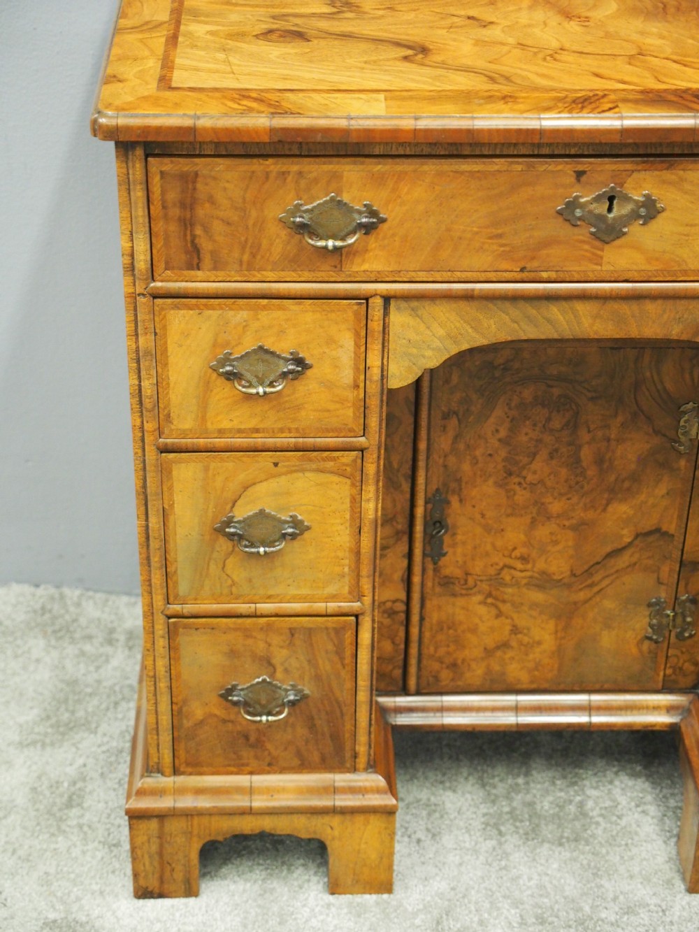 Neat George II Style Walnut Kneehole Desk View VI