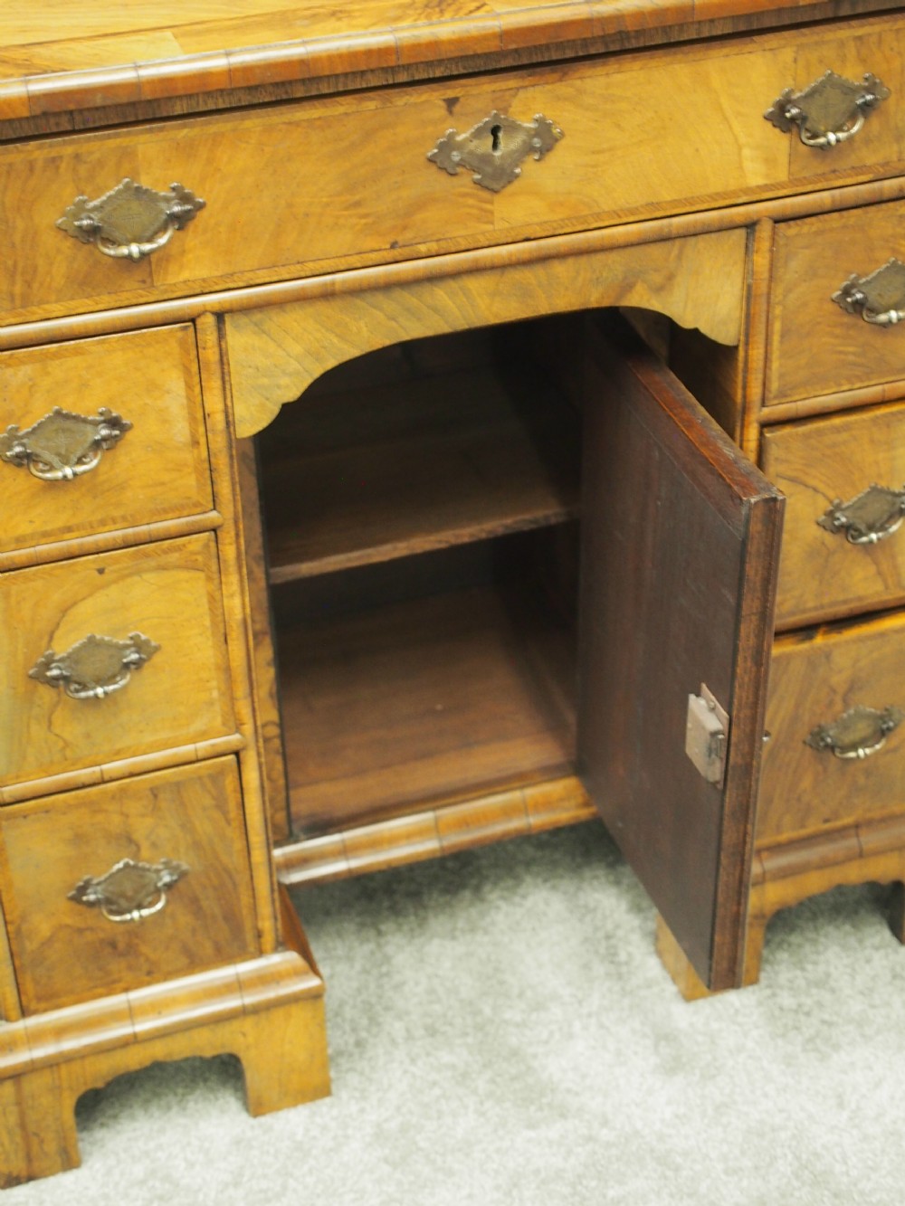 Neat George II Style Walnut Kneehole Desk View IX